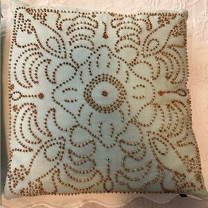Nate Berkus Beaded Accent Pillow - Light Blue and Copper